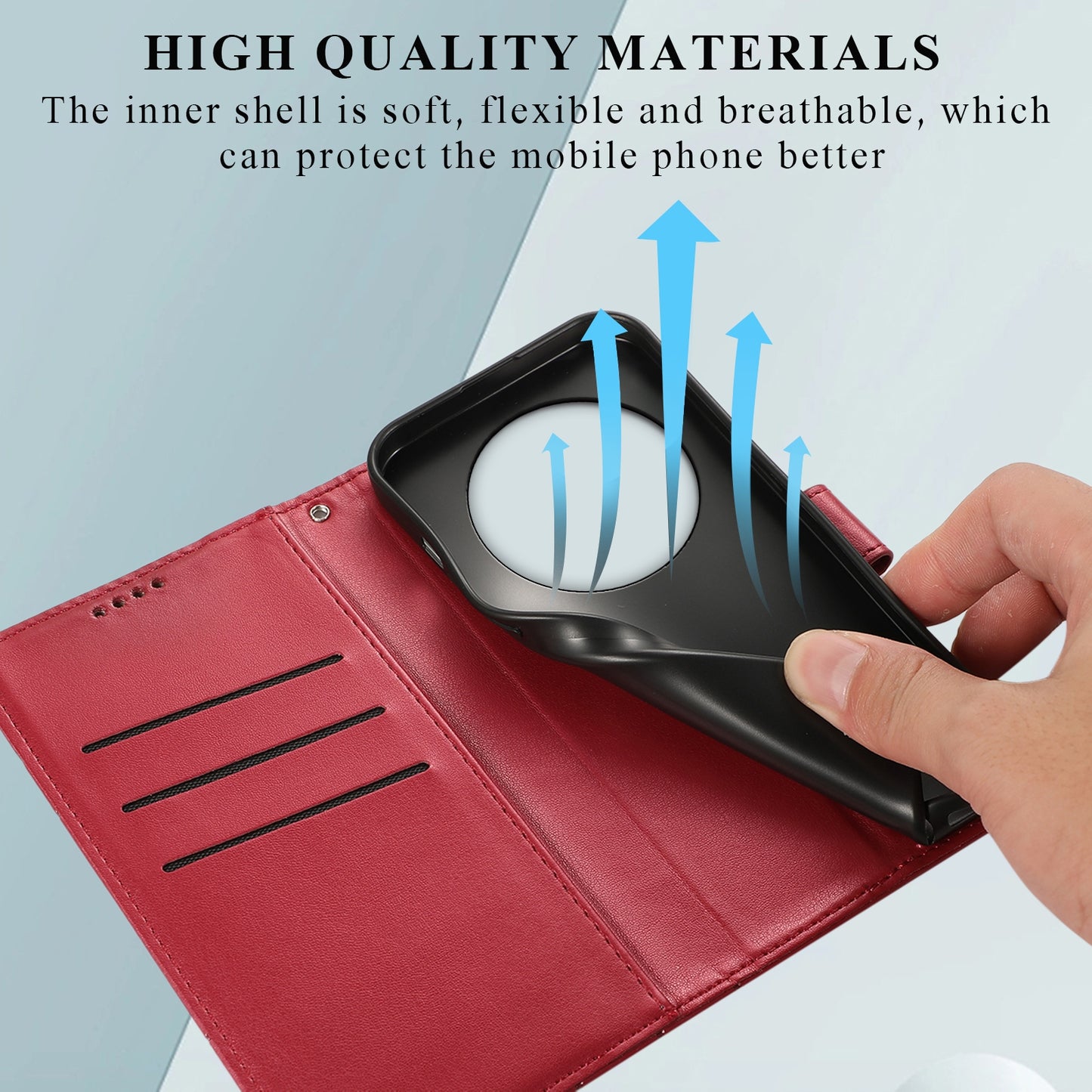 Xiaomi 13 Ultra PU Genuine Leather Texture Embossed Line Phone Case with Card Wallet, Kickstand & Wrist Strap
