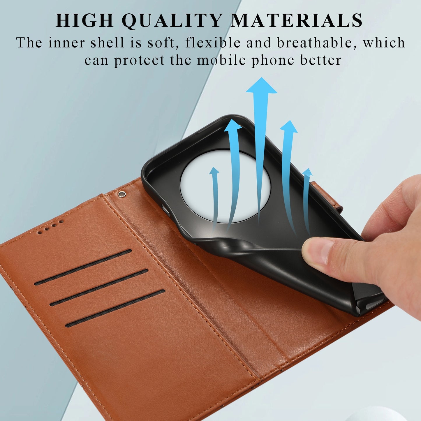 Xiaomi 13 Ultra PU Genuine Leather Texture Embossed Line Phone Case with Card Wallet, Kickstand & Wrist Strap