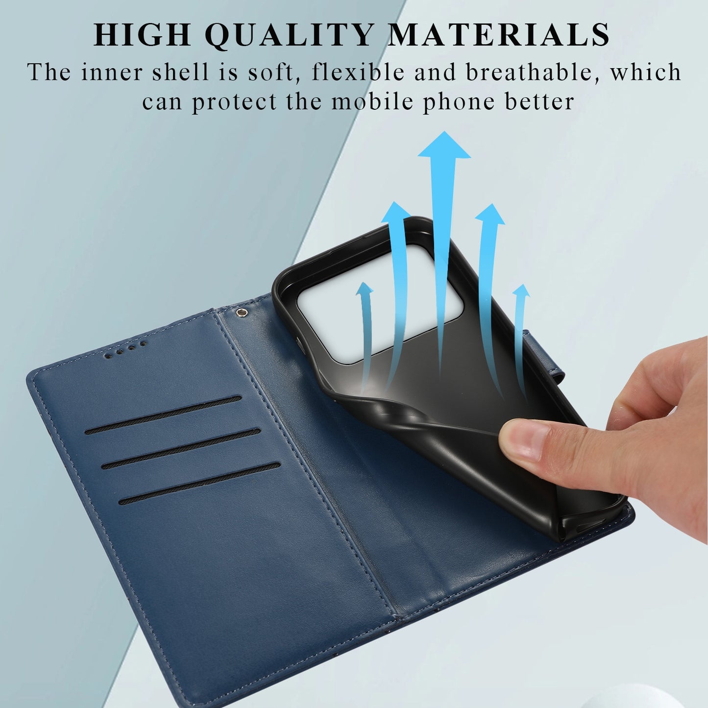 Xiaomi Poco C40 PU Genuine Leather Texture Embossed Line Phone Case with Card Wallet, Kickstand & Wrist Strap