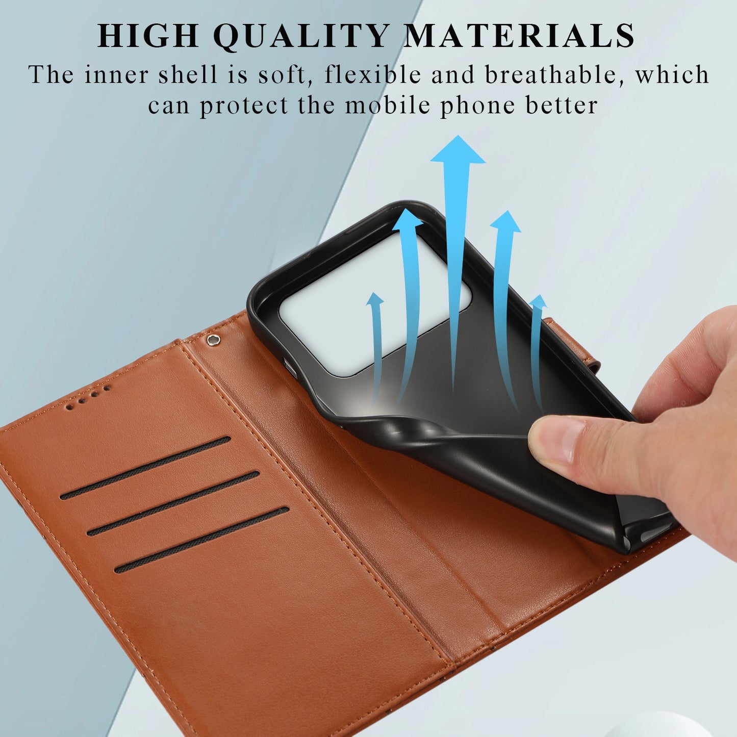 Xiaomi Poco C40 PU Genuine Leather Texture Embossed Line Phone Case with Card Wallet, Kickstand & Wrist Strap