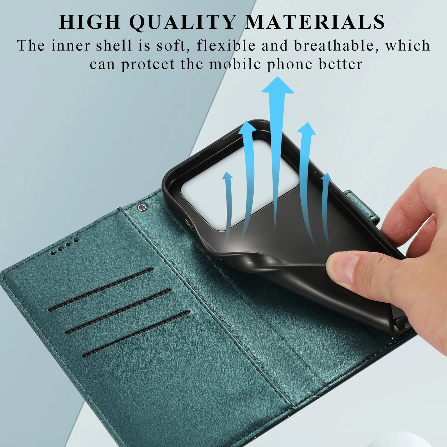 Xiaomi Poco C40 PU Genuine Leather Texture Embossed Line Phone Case with Card Wallet, Kickstand & Wrist Strap