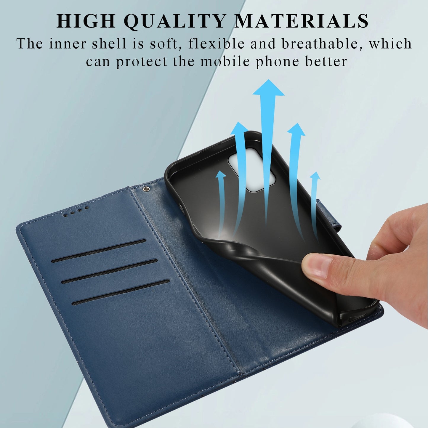 Xiaomi Poco M3 PU Genuine Leather Texture Embossed Line Phone Case with Card Wallet, Kickstand & Wrist Strap