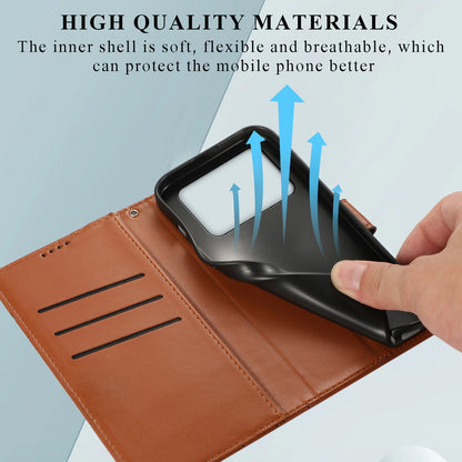 Xiaomi Poco M4 Pro PU Genuine Leather Texture Embossed Line Phone Case with Card Wallet, Kickstand & Wrist Strap