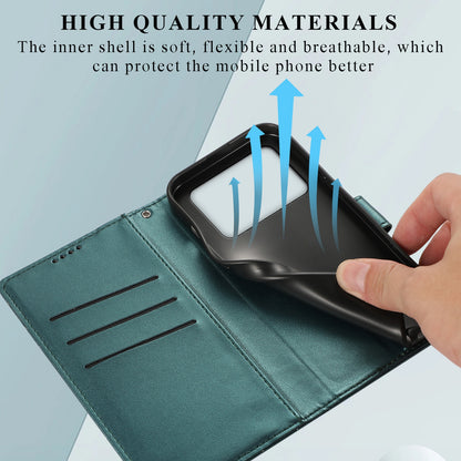 Xiaomi Poco M4 Pro PU Genuine Leather Texture Embossed Line Phone Case with Card Wallet, Kickstand & Wrist Strap