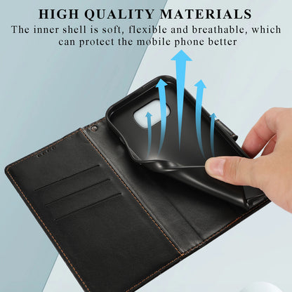 Xiaomi Poco X3 PU Genuine Leather Texture Embossed Line Phone Case with Card Wallet, Kickstand & Wrist Strap