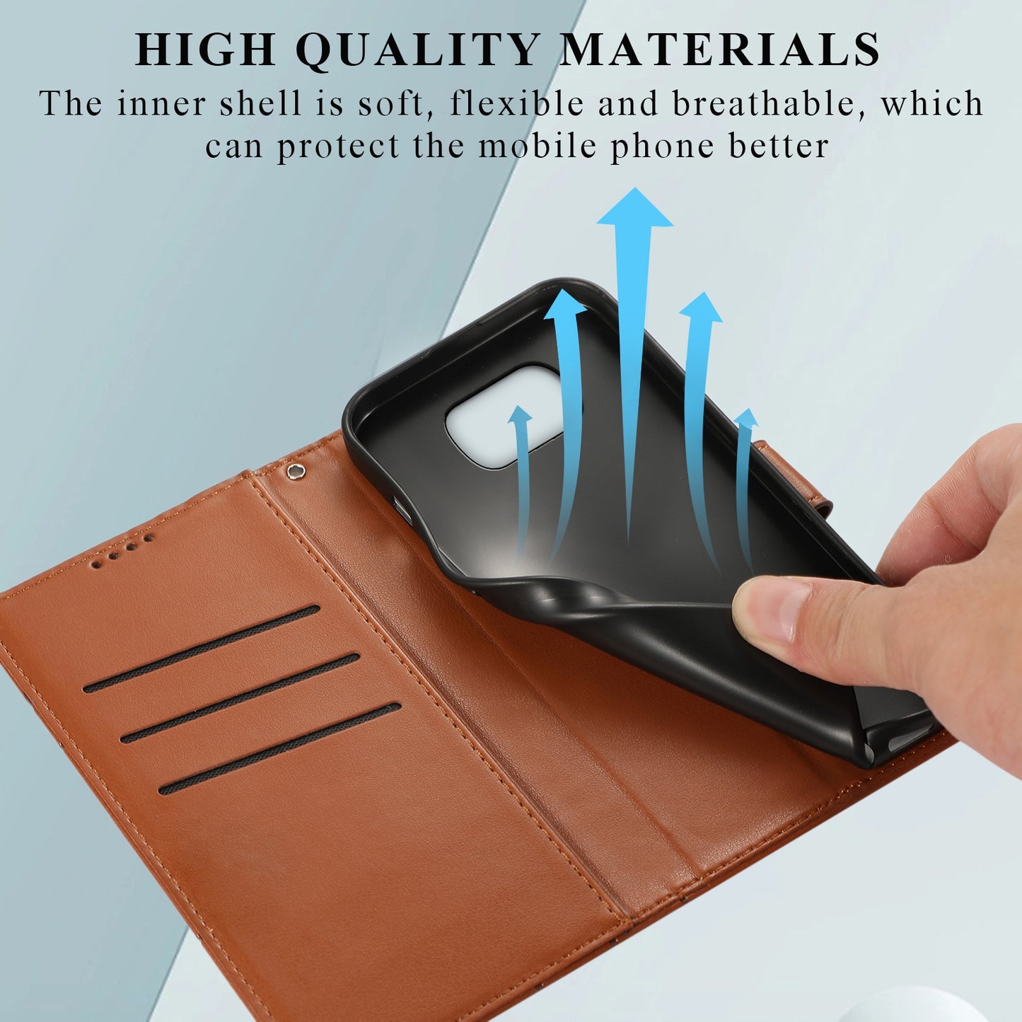 Xiaomi Poco X3 PU Genuine Leather Texture Embossed Line Phone Case with Card Wallet, Kickstand & Wrist Strap