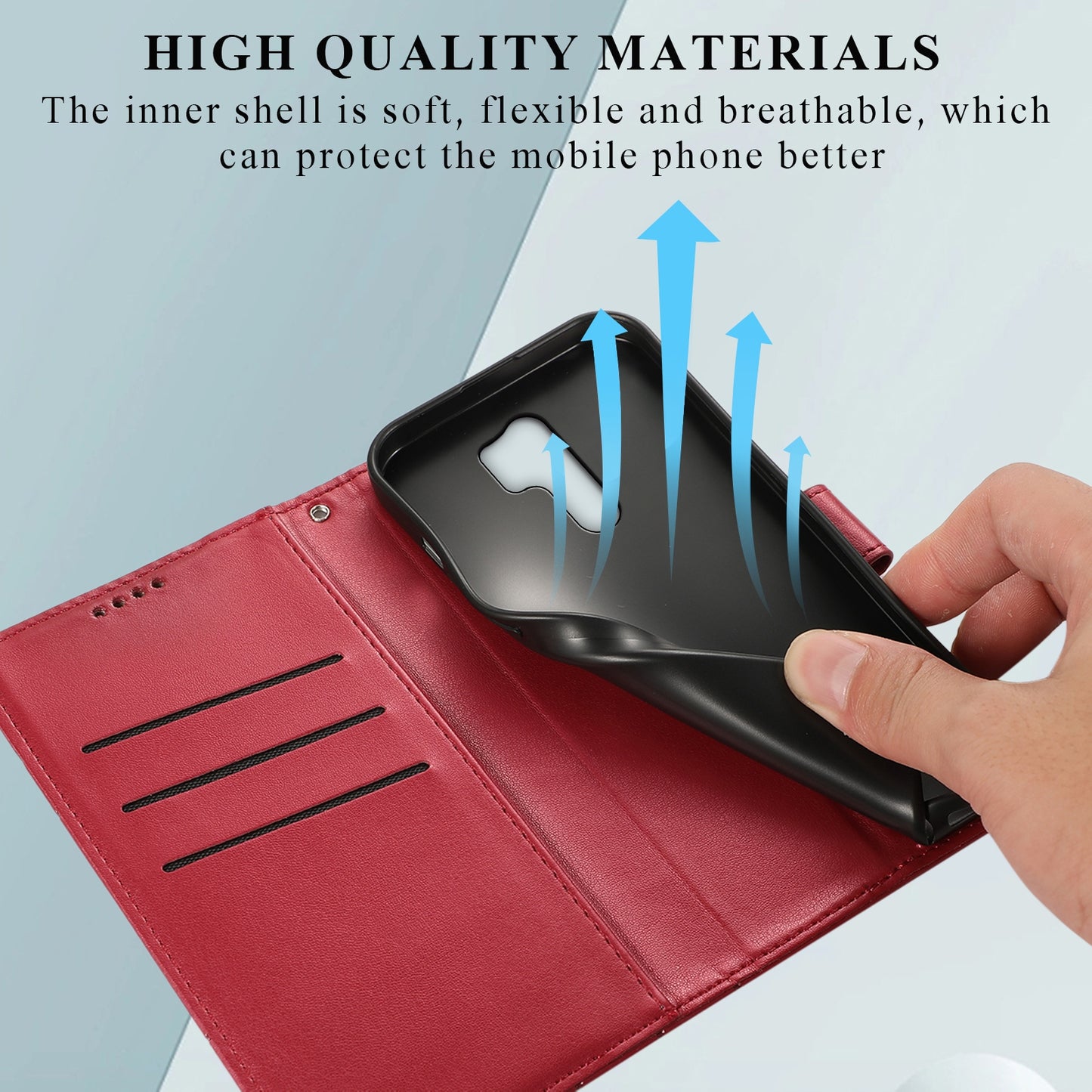 Xiaomi Redmi 9 PU Genuine Leather Texture Embossed Line Phone Case with Card Wallet, Kickstand & Wrist Strap