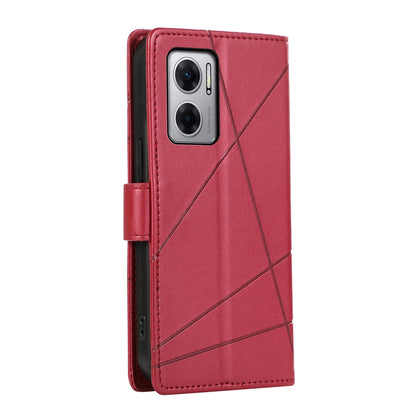 Xiaomi Redmi 10 5G PU Genuine Leather Texture Embossed Line Phone Case with Card Wallet, Kickstand & Wrist Strap