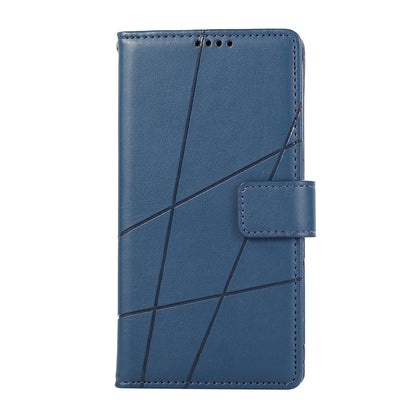 Xiaomi Redmi 10A PU Genuine Leather Texture Embossed Line Phone Case with Card Wallet, Kickstand & Wrist Strap