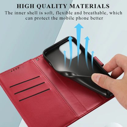 Xiaomi Redmi 12 PU Genuine Leather Texture Embossed Line Phone Case with Card Wallet, Kickstand & Wrist Strap