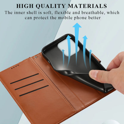 Xiaomi Redmi 12 PU Genuine Leather Texture Embossed Line Phone Case with Card Wallet, Kickstand & Wrist Strap
