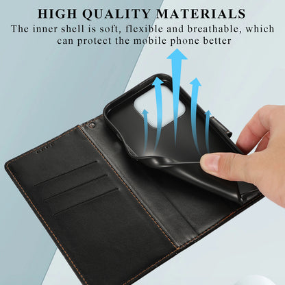 Xiaomi Redmi 12C PU Genuine Leather Texture Embossed Line Phone Case with Card Wallet, Kickstand & Wrist Strap