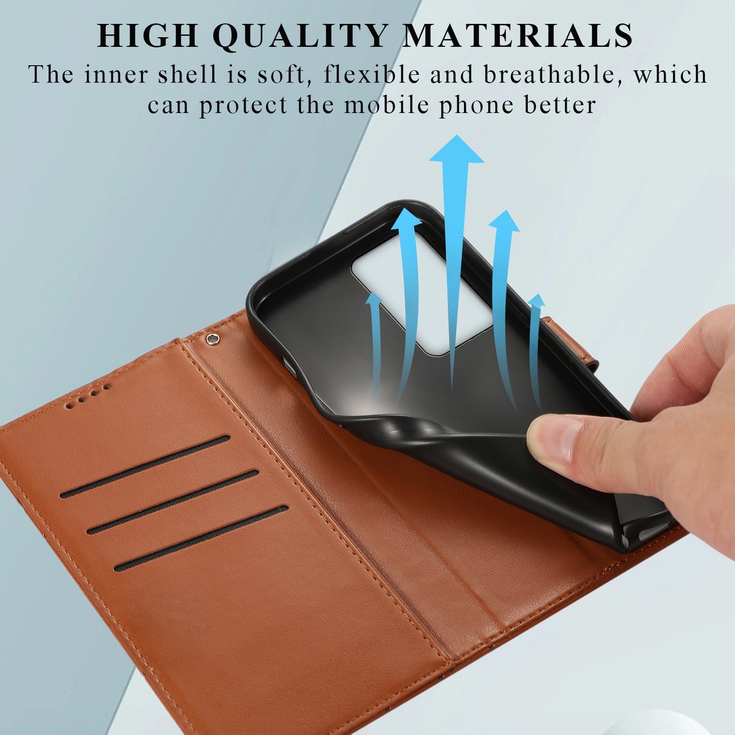 Xiaomi Redmi K50 PU Genuine Leather Texture Embossed Line Phone Case with Card Wallet, Kickstand & Wrist Strap