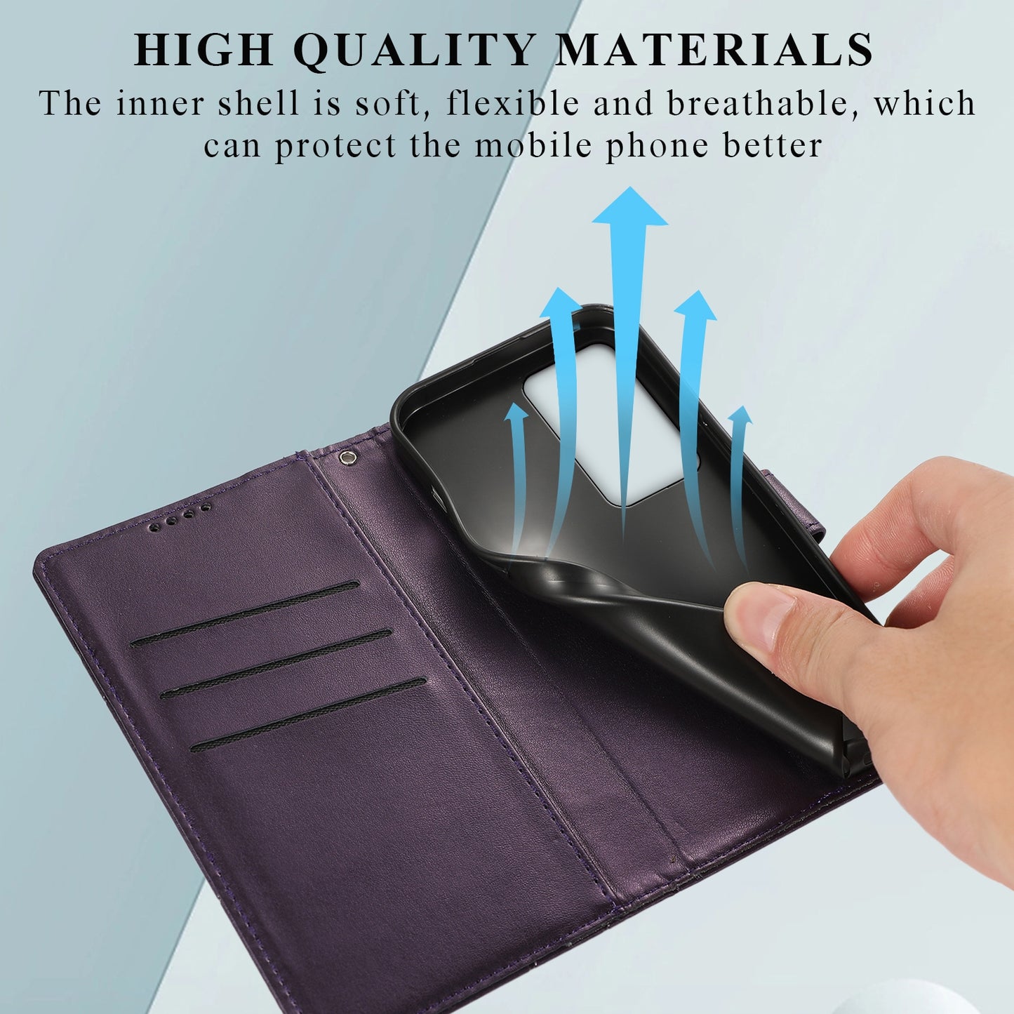 Xiaomi Redmi K50 PU Genuine Leather Texture Embossed Line Phone Case with Card Wallet, Kickstand & Wrist Strap