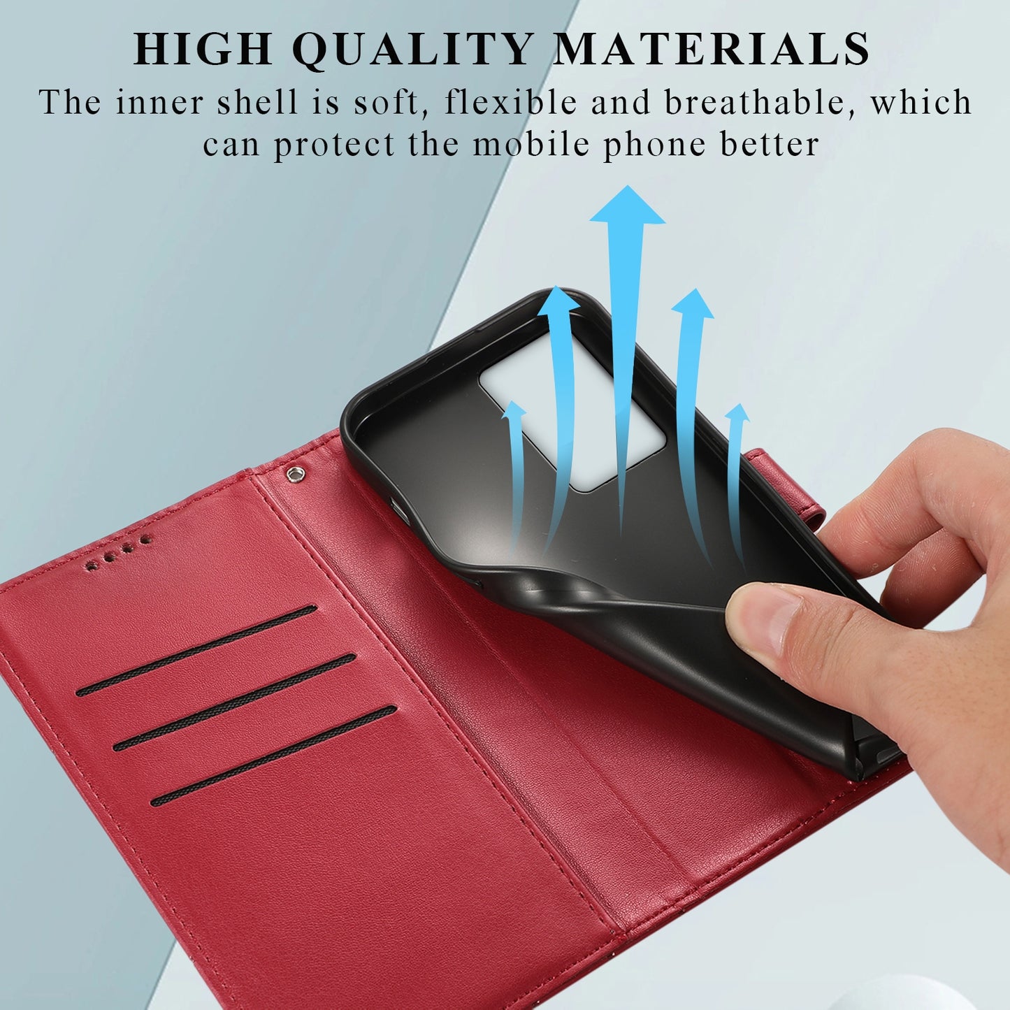 Xiaomi Redmi K60 PU Genuine Leather Texture Embossed Line Phone Case with Card Wallet, Kickstand & Wrist Strap
