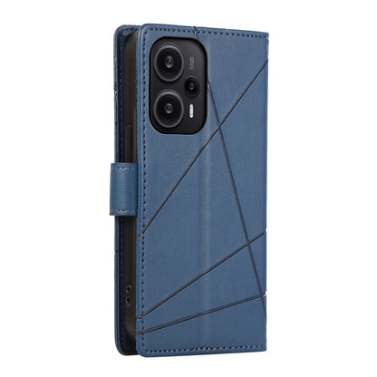 Xiaomi Redmi Note 12 PU Genuine Leather Texture Embossed Line Phone Case with Card Wallet, Kickstand & Wrist Strap