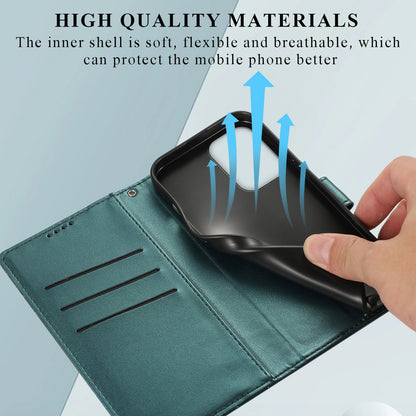 Xiaomi Redmi Note 12 PU Genuine Leather Texture Embossed Line Phone Case with Card Wallet, Kickstand & Wrist Strap