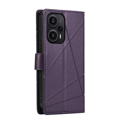 Xiaomi Redmi Note 12 PU Genuine Leather Texture Embossed Line Phone Case with Card Wallet, Kickstand & Wrist Strap