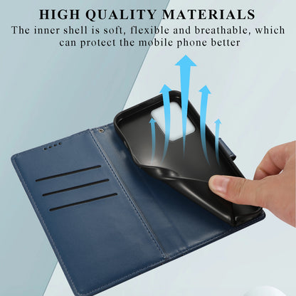 Xiaomi Redmi Note 12 5G PU Genuine Leather Texture Embossed Line Phone Case with Card Wallet, Kickstand & Wrist Strap