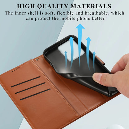 Xiaomi Redmi 13C PU Genuine Leather Texture Embossed Line Phone Case with Card Wallet, Kickstand & Wrist Strap