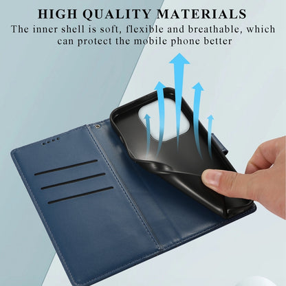 Xiaomi Redmi Note 13 4G PU Genuine Leather Texture Embossed Line Phone Case with Card Wallet, Kickstand & Wrist Strap