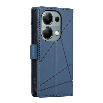 Xiaomi Redmi Note 13 Pro 4G PU Genuine Leather Texture Embossed Line Phone Case with Card Wallet, Kickstand & Wrist Strap