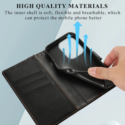 Xiaomi Redmi Note 13 Pro 4G PU Genuine Leather Texture Embossed Line Phone Case with Card Wallet, Kickstand & Wrist Strap