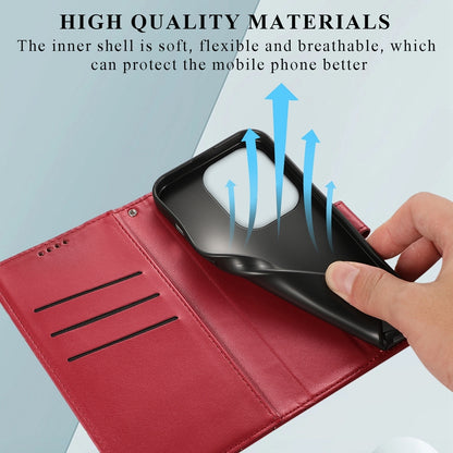 Xiaomi Redmi Note 13 Pro 4G PU Genuine Leather Texture Embossed Line Phone Case with Card Wallet, Kickstand & Wrist Strap