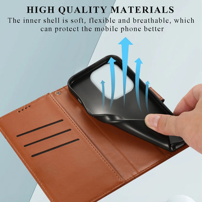 Xiaomi Redmi Note 13 Pro 4G PU Genuine Leather Texture Embossed Line Phone Case with Card Wallet, Kickstand & Wrist Strap