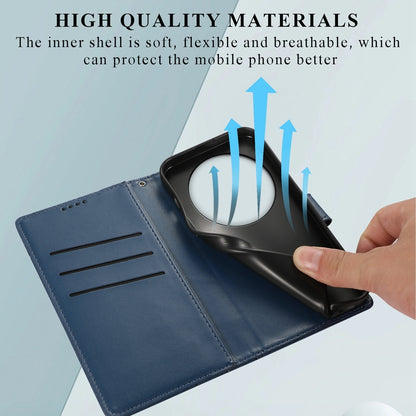 Xiaomi 14 Ultra PU Genuine Leather Texture Embossed Line Phone Case with Card Wallet, Kickstand & Wrist Strap