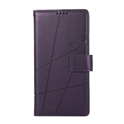 Google Pixel 3a PU Genuine Leather Texture Embossed Line Phone Case with Card Wallet, Kickstand & Wrist Strap