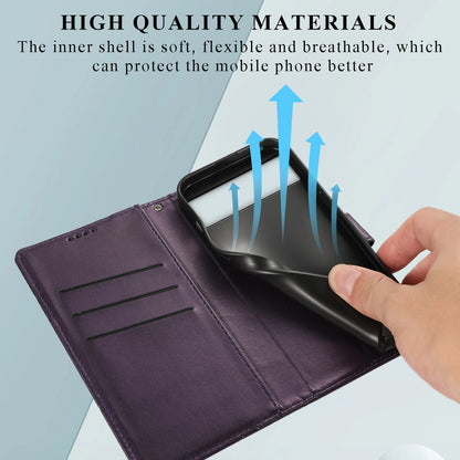 Google Pixel 6 PU Genuine Leather Texture Embossed Line Phone Case with Card Wallet, Kickstand & Wrist Strap