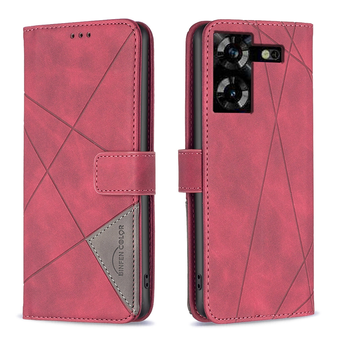 Tecno Pova 5 Wallet Case – Rhombus Texture PU Leather, Magnetic Buckle, Card Slots, Stand Function, Shockproof Protective Cover