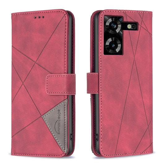 Tecno Pova 5 Wallet Case – Rhombus Texture PU Leather, Magnetic Buckle, Card Slots, Stand Function, Shockproof Protective Cover
