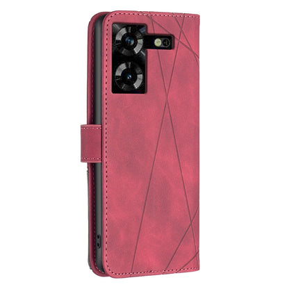 Tecno Pova 5 Wallet Case – Rhombus Texture PU Leather, Magnetic Buckle, Card Slots, Stand Function, Shockproof Protective Cover