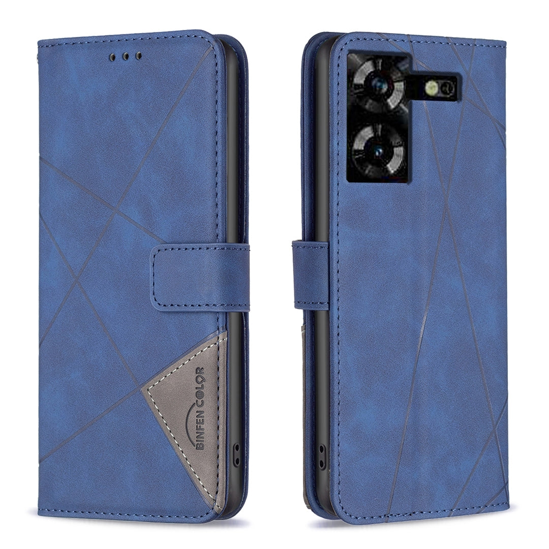 Tecno Pova 5 Wallet Case – Rhombus Texture PU Leather, Magnetic Buckle, Card Slots, Stand Function, Shockproof Protective Cover