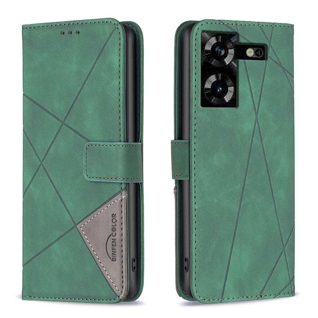 Tecno Pova 5 Wallet Case – Rhombus Texture PU Leather, Magnetic Buckle, Card Slots, Stand Function, Shockproof Protective Cover