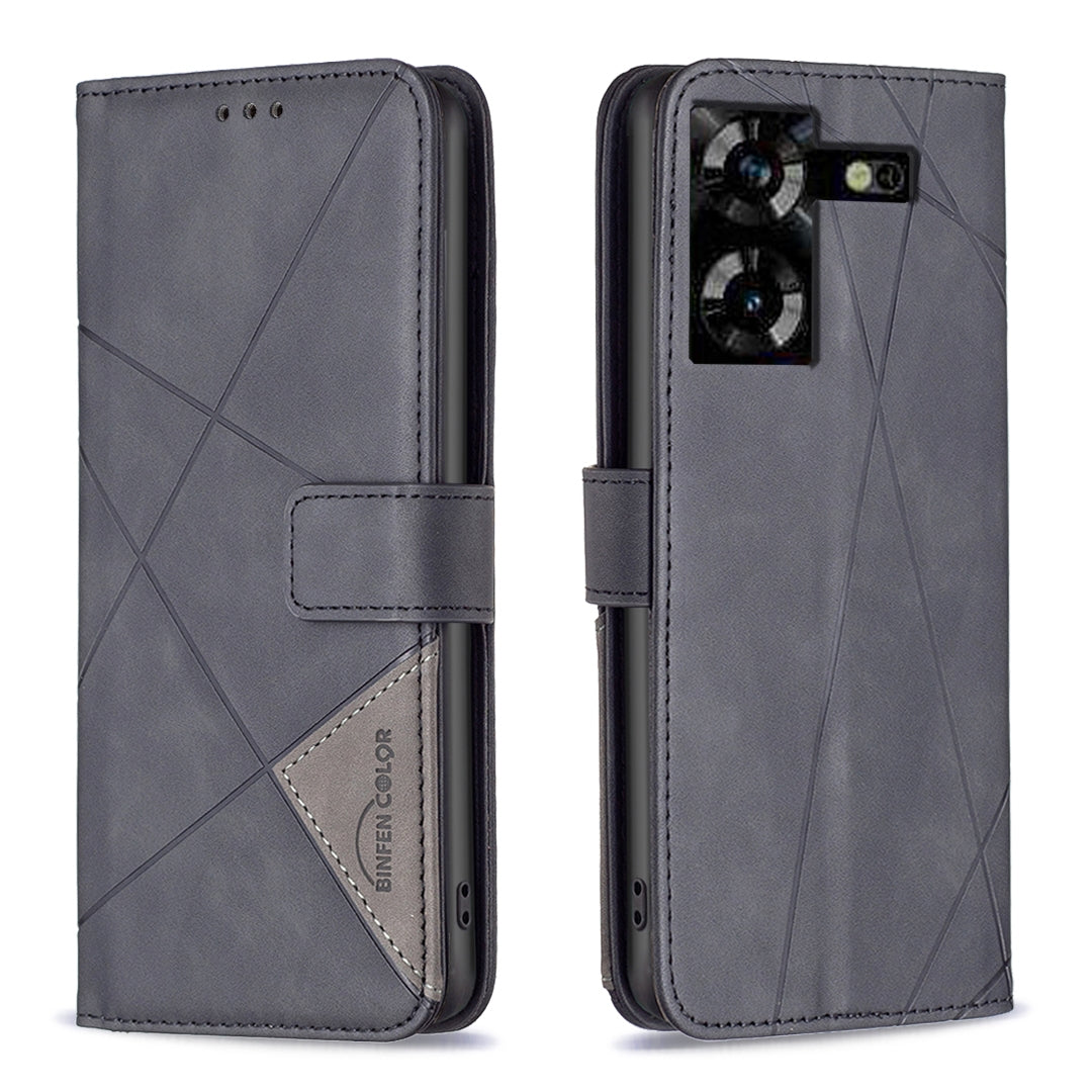 Tecno Pova 5 Wallet Case – Rhombus Texture PU Leather, Magnetic Buckle, Card Slots, Stand Function, Shockproof Protective Cover