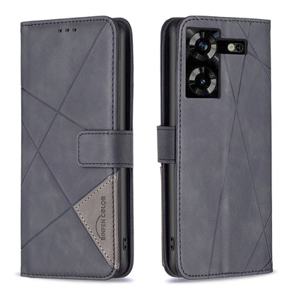 Tecno Pova 5 Wallet Case – Rhombus Texture PU Leather, Magnetic Buckle, Card Slots, Stand Function, Shockproof Protective Cover