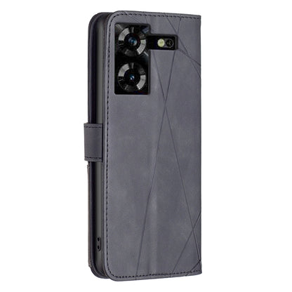 Tecno Pova 5 Wallet Case – Rhombus Texture PU Leather, Magnetic Buckle, Card Slots, Stand Function, Shockproof Protective Cover