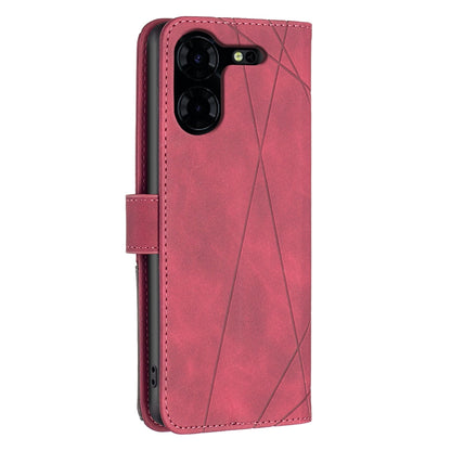 Tecno Pova 5 Pro 5G Wallet Case – Rhombus Texture PU Leather, Magnetic Buckle, Card Slots, Stand Function, Shockproof Protective Cover