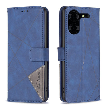 Tecno Pova 5 Pro 5G Wallet Case – Rhombus Texture PU Leather, Magnetic Buckle, Card Slots, Stand Function, Shockproof Protective Cover