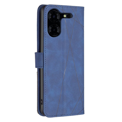 Tecno Pova 5 Pro 5G Wallet Case – Rhombus Texture PU Leather, Magnetic Buckle, Card Slots, Stand Function, Shockproof Protective Cover