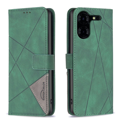 Tecno Pova 5 Pro 5G Wallet Case – Rhombus Texture PU Leather, Magnetic Buckle, Card Slots, Stand Function, Shockproof Protective Cover