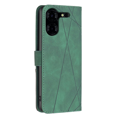 Tecno Pova 5 Pro 5G Wallet Case – Rhombus Texture PU Leather, Magnetic Buckle, Card Slots, Stand Function, Shockproof Protective Cover