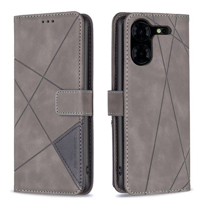Tecno Pova 5 Pro 5G Wallet Case – Rhombus Texture PU Leather, Magnetic Buckle, Card Slots, Stand Function, Shockproof Protective Cover