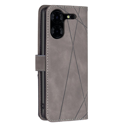 Tecno Pova 5 Pro 5G Wallet Case – Rhombus Texture PU Leather, Magnetic Buckle, Card Slots, Stand Function, Shockproof Protective Cover
