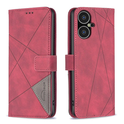 Tecno Pova Neo 3 Wallet Case – Rhombus Texture PU Leather, Magnetic Buckle, Card Slots, Stand Function, Shockproof Protective Cover