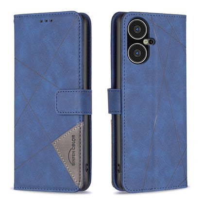 Tecno Pova Neo 3 Wallet Case – Rhombus Texture PU Leather, Magnetic Buckle, Card Slots, Stand Function, Shockproof Protective Cover