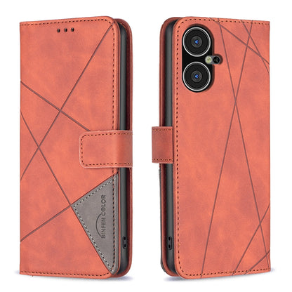 Tecno Pova Neo 3 Wallet Case – Rhombus Texture PU Leather, Magnetic Buckle, Card Slots, Stand Function, Shockproof Protective Cover